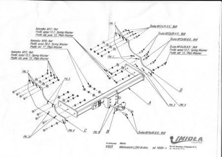 Фаркоп Imiola усиленный для Mitsubishi L200 длинная база (2009-2015) № Y.025