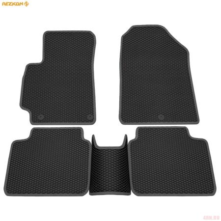Коврики салона Rezkon EVA резиновые для Hyundai Elantra (2016-2020) с серым кантом № 9020015402