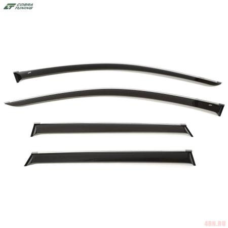 Дефлекторы окон для Skoda Karoq (2020-2025) с хромированным молдингом № S22620CR