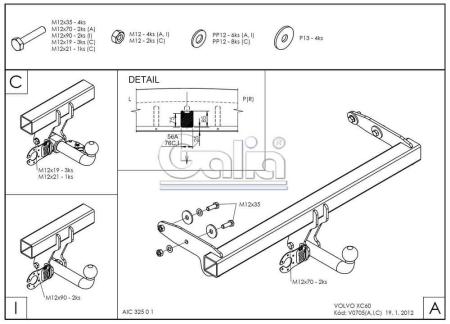 Фаркоп Galia быстросъемный для Volvo XC60 (2008-2017) № V070C