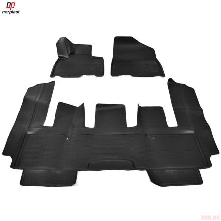 Коврики салона 3D для Kia Carnival (2020-2025) (1, 2 ряд 7-ми местная версия) № NPA10-C43-032