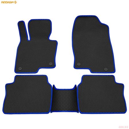 Коврики салона Rezkon EVA резиновые для Mazda CX-5 (2017-2025) с синим кантом № 9023020203