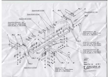 Фаркоп Imiola для Nissan Navara D22 Pick-up 4WD (2002-2005) № N.017