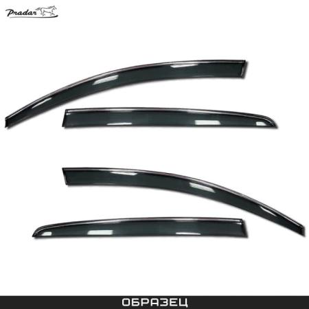 Дефлекторы боковых окон Pradar для Hyundai Solaris (2017-2022) с хромированной полосой № SI 11-00043