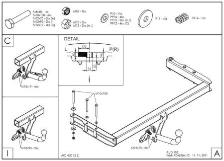 Фаркоп Galia для Audi Q5 (2008-2016) № A046A