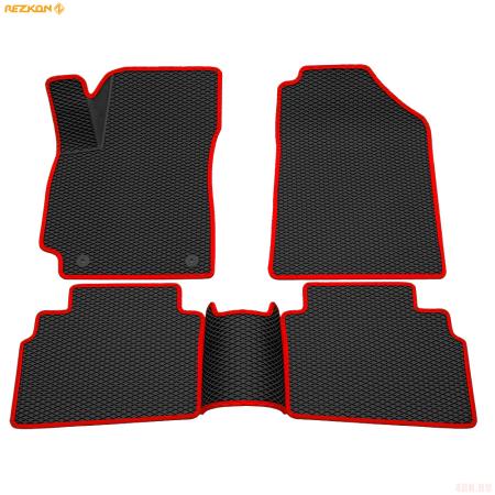 Коврики салона 3D EVA ромб резиновые для Kia Seltos (2020-2025) с красным кантом № 9221050104