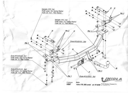 Фаркоп Imiola для Volvo S70 седан (1997-2000) № V.007
