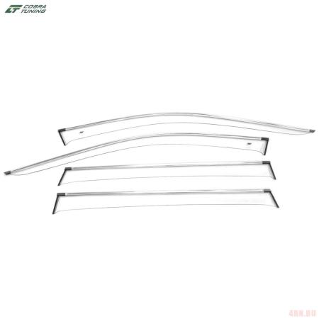 Дефлекторы боковых окон для Toyota RAV4 (2019-2025) прозрачные с хромированным молдингом № TC214019CR