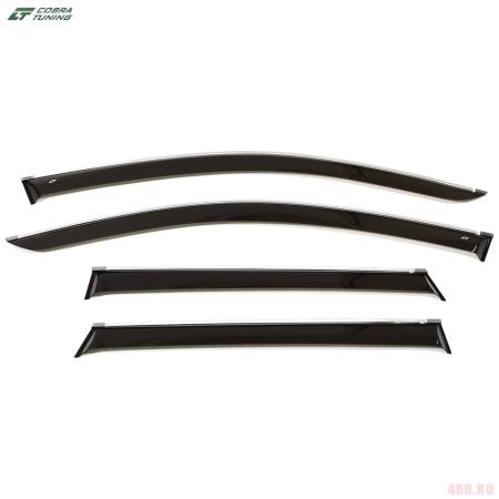 Дефлекторы боковых окон для Volkswagen Taos (2021-2025) с хромированным молдингом № V27121CR