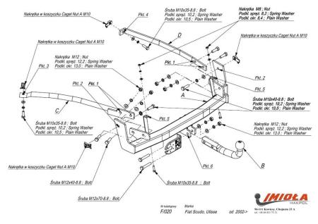 Фаркоп Imiola для Fiat Ulysse (2002-2010) № F.020