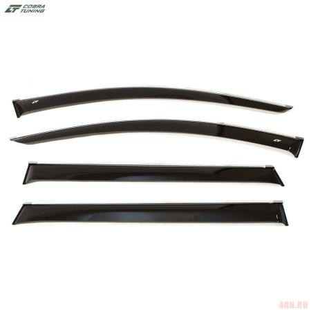 Дефлекторы боковых окон для Mitsubishi Pajero Sport (2016-2025) с хромированным молдингом № M45216CR