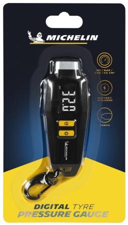 Цифровой манометр MICHELIN с фонариком, LCD дисплеем и креплением на ключи № 12290