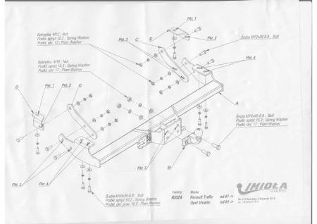 Фаркоп Imiola для Renault Trafic (2001-2014) фланцевое крепление № R.024