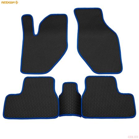 Коврики салона Rezkon EVA резиновые для Lada (ВАЗ) Granta (2018-2025) с синим кантом № 9039015103