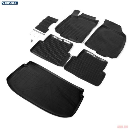 Комплект ковриков салона и багажника для Chevrolet Aveo хэтчбек (2012-2015) № K11001003-1