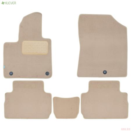 Коврики салона текстильные Premium для Hyundai Santa Fe (2021-2023) 5 мест, 5 шт. бежевые № KLEVER0402007522112kh