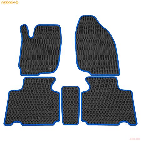 Коврики салона EVA резиновые для Toyota RAV4 (2013-2018) с синим кантом № 9034035203