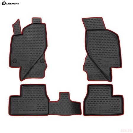 Коврики салона для Lada (ВАЗ) Granta (2011-2018) с красным кантом № KANT.NLC.52.25.210k.rd