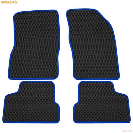Коврики салона Rezkon EVA резиновые для Daewoo Nexia (2008-2016) с синим кантом № 9014015103