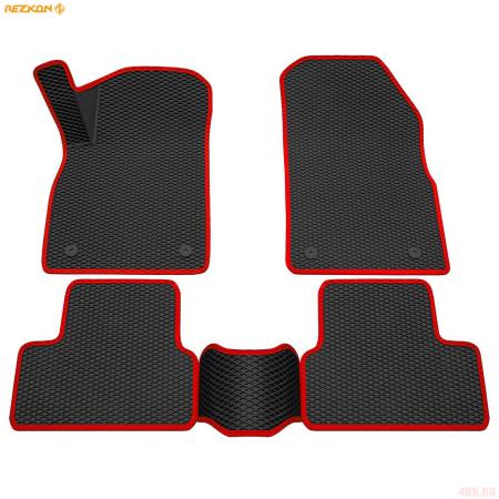 Коврики салона 3D EVA Ромб резиновые для Opel Astra J (2010-2015) с красным кантом № 9226010104