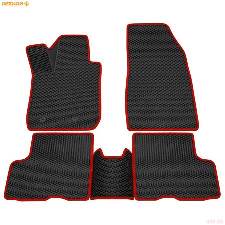 Коврики салона 3D EVA Ромб резиновые для Renault Duster 4x4 (2015-2020) с красным кантом № 9229005104