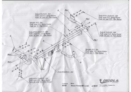Фаркоп Imiola для Nissan Primera W11 универсал (1998-2002) № N.018
