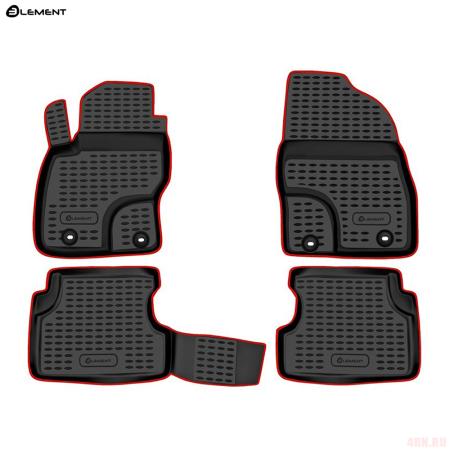 Коврики салона для Ford Focus 2 (2005-2010) с красным кантом № KANT.NLC.16.03.210.rd