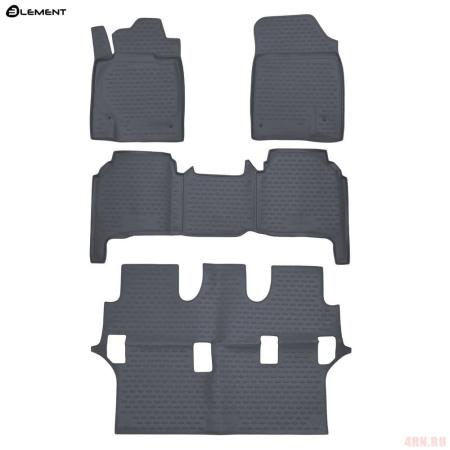 Коврики салона Element для Toyota Land Cruiser 200 (2007-2012) 3 ряда серые № NLC.48.17.211k