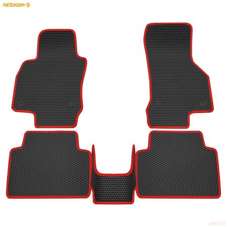 Коврики салона EVA соты резиновые для Skoda Octavia A7 (2013-2020) с красным кантом № 9130010204