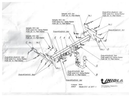 Фаркоп Imiola для Mazda CX-5 (2017-2024) быстросъемное крепление № X.A31