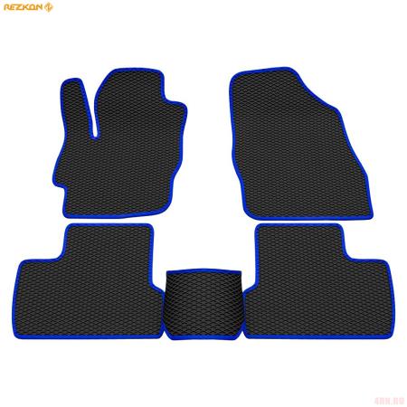 Коврики салона Rezkon EVA резиновые для Mazda 3 (2009-2013) с синим кантом № 9023010103