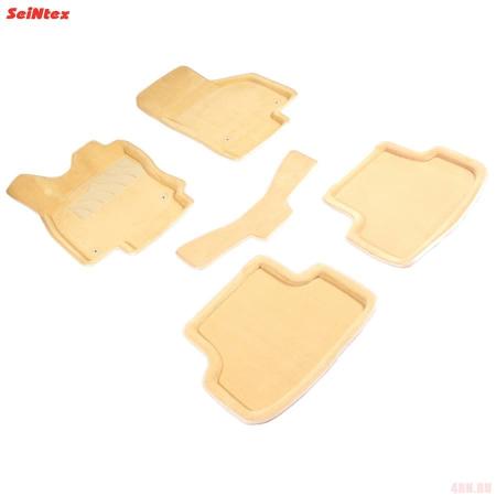 Коврики салона 3D текстильные для Seat Leon (2012-2020) бежевые № 84113