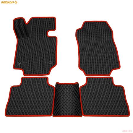 Коврики салона 3D EVA ромб резиновые для Toyota RAV4 (2019-2025) с красным кантом № 9234035304