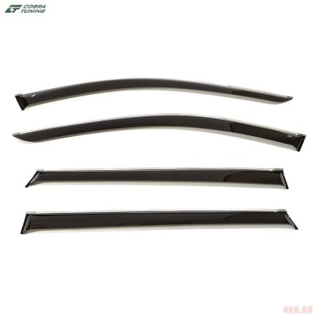 Дефлекторы окон для DongFeng 580 (2019-2025) с хромированным молдингом № D30319CR