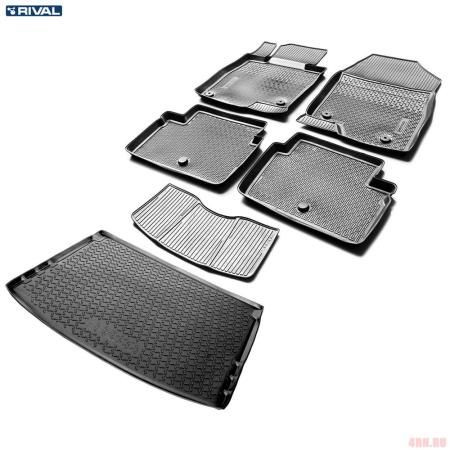 Комплект ковриков салона и багажника для Mazda 3 ВМ хэтчбек (2013-2018) № K13801006-1