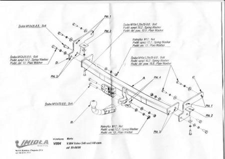 Фаркоп Imiola для Volvo V40 универсал (1995-2004) № V.004