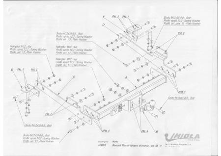 Фаркоп Imiola усиленный для Renault Master фургон, грузовик (1998-2010) № R.009