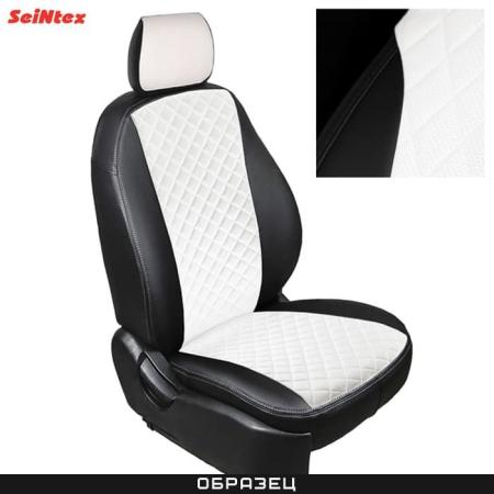 Чехлы из экокожи Ромб для Hyundai Solaris (2017-2022) 40/60 белые № 91200