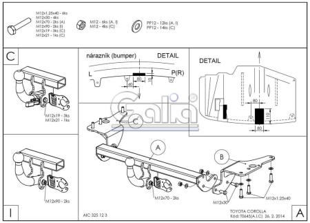 Фаркоп Galia для Toyota Corolla E160 седан (2013-2018) № T064A