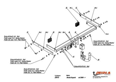 Фаркоп Imiola быстросъемный для Skoda Superb лифтбек, универсал (2008-2015) № Z.A13