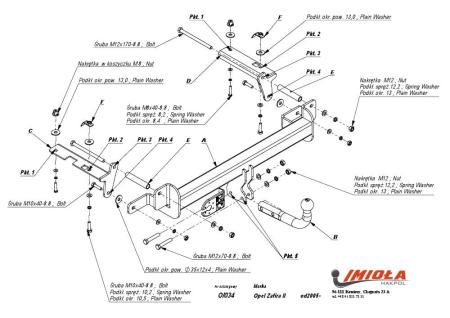 Фаркоп Imiola для Opel Zafira B (2005-2012) № O.034