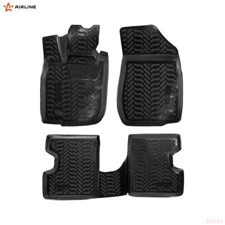 Коврики салона (3D с подпятником) для Lada (ВАЗ) Largus (2012-2025) без 3-го ряда, с высоким бортом № ACM-PS-04