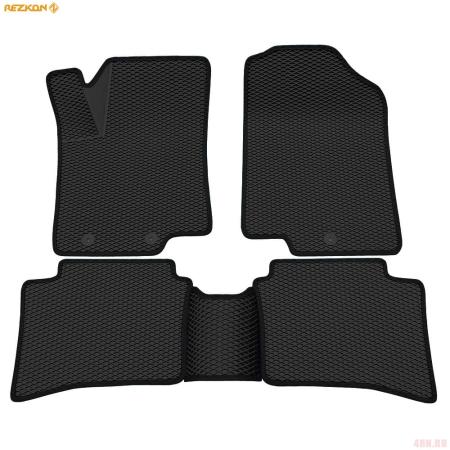 Коврики салона 3D EVA ромб резиновые для Hyundai Solaris (2010-2016) с черным кантом № 9220050101