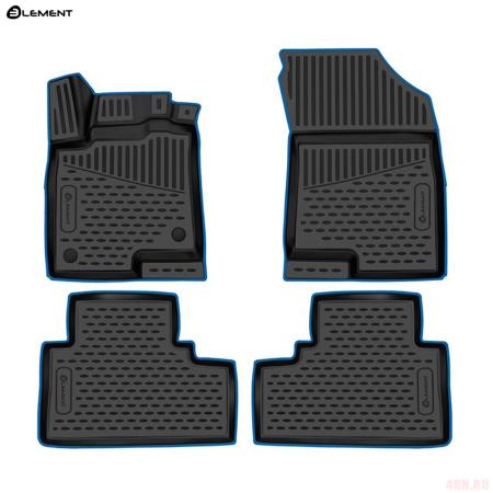 Коврики салона 3D для Haval Jolion (2021-2025) 2WD с синим кантом № KANT.ELEM3DAN0015210k.bl