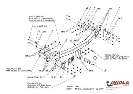 Фаркоп Imiola для Mercedes E-Class (W211) седан (2002-2009) № M.027