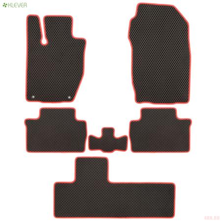 Коврики салона EVA для Mitsubishi Montero Sport (2015-2021) с красной окантовкой, 6 шт. № EVA.R.0503503322110k