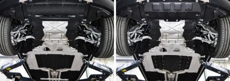 Защита радиатора, КПП и раздаточной коробки для Rolls-Royce Cullinan (2018-2025) черная, 4 части № K333.2503.1