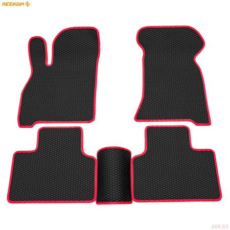 Коврики салона Rezkon EVA резиновые для Lada (ВАЗ) Priora (2007-2018) с красным кантом № 9039025104