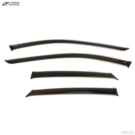 Дефлекторы окон для Hyundai Sonata DN8 (2020-2025) с хромированным молдингом № H27319CR