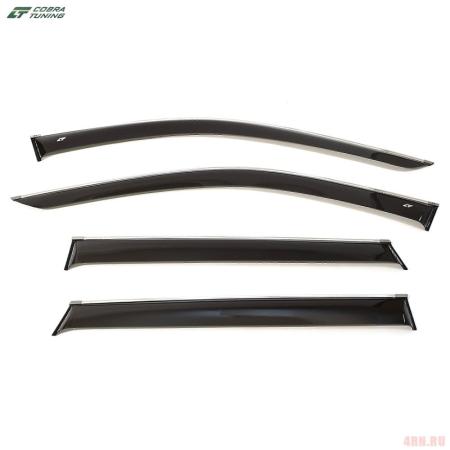 Дефлекторы окон для Haval F7 (2019-2024) EuroStandard, с хромированным молдингом № HE60519CR